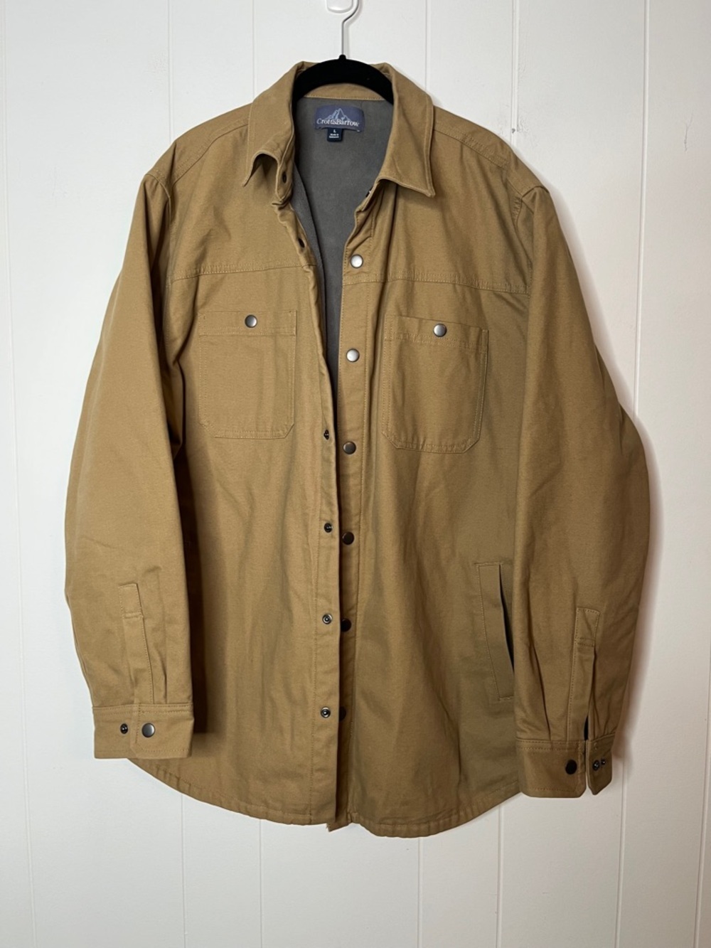 Croft & Barrow Canvas Tan Workshirt Jacket Fleece Lined Size L